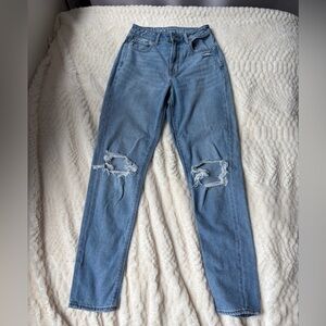 American Eagle Outfitters High Rise Light Blue Mom Jean Size 0 Long